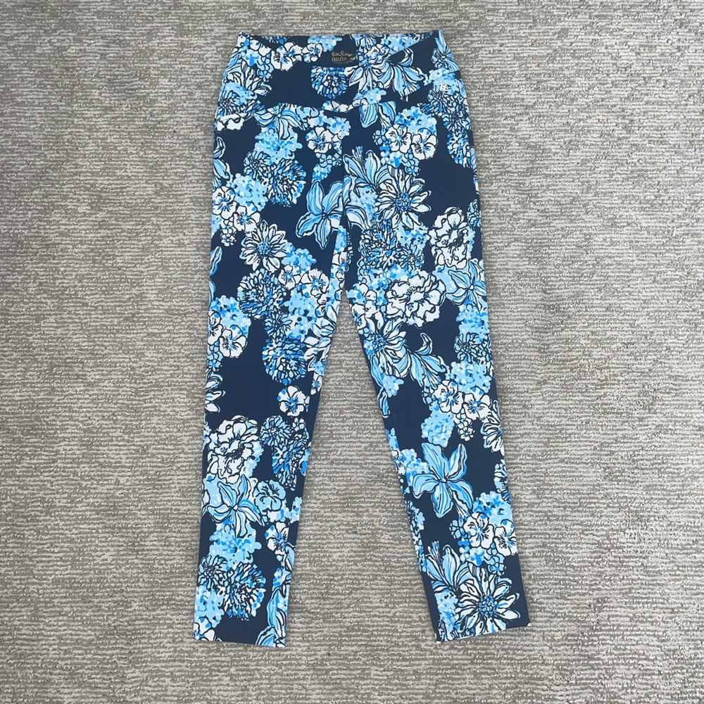 Lilly Pulitzer Luxletic Blue and White Floral Dress Pants - Picture 2 of 7
